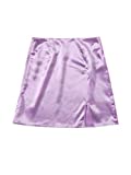 WDIRARA Women's Satin Summer Split Hem High Waist Solid Casual Mini Skirt Lilac Purple S