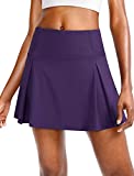 Viodia Women's Pleated Tennis Skirts with Pockets High Waisted Golf Skorts Skirt for Women Athletic Running Workout Purple