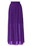 Topdress Women's Long Beach Skirt Elastic Waistband Chiffon Maxi Skirts Maternity Outfits Purple M