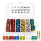 MJIYA Automotive Fuses Assortment, 200Pcs Car Fuses, 5/10/15/20/25/30 Amp Fuse Kit, Auto Blade Fuse for Car, Truck, Boat, Marine, RV, SUV, Trike, Vehicles Audio Reset System