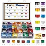 ZIPCCI 266 Pcs - Car Fuses Assortment Kit, Mini & Standard Automotive Fuses - Blade Auto Fuse for RV Accessories, Marine, Camper, Travel Trailers, Boat (2A/3A/5A/7.5A/10A/15A/20A/25A/30A/40AMP)