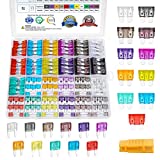 TICONN 230pcs Car Fuses Assortment Kit, Blade-Type Automotive Fuses Standard & Mini Size (2A/3A/5A/7.5A/10A/15A/20A/25A/30A/35A/40A) Replacement Fuses for Car/RV/Truck/Motorcycle/Boat