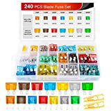 Nilight - 50018R 240pcs Standard and Mini Blade Fuses Set,5A 7.5A 10A 15A 20A 25A 30A ATC APR ATO ATS Standard and ATM APM Mini Automotive Blade Fuse Assortment Kit,2 Years Warranty