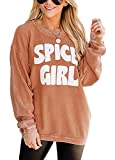 Women's Hallowee Spice Girl Graphic Sweatshirt Long Sleeve Crewneck Fall Shirt Pumpkin Pullover Tops Deep Orange Small