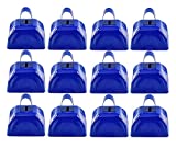 HOME-X Set of 12 Cowbells, Sporting Event Bells, Cheering Bells, Party Noise Makers, School, Reception Desk, Counter Bell, Blue, 3 L x 2 3/8 W x 3 H
