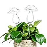 Kingbuy Self Watering Globes Plant Waterer Device Mushroom Shape Hand Blown Clear Glass Aqua Bulb for Indoor Outdoor Plants, 2 Pack