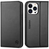 SHIELDON Case for iPhone 14 Pro Max 5G 6.7", Genuine Leather iPhone 14 Pro Max Wallet Case Flip Cover RFID Blocking Card Slots Magnetic Closure Case Compatible with iPhone 14 Pro Max 2022 - Black