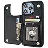 ONETOP Compatible with iPhone 14 Pro Max Wallet Case with Card Holder, PU Leather Kickstand Card Slots Case, Double Magnetic Clasp and Durable Shockproof Cover 6.7 Inch (Black)
