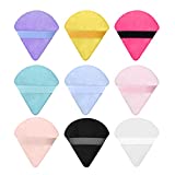 Ainiv 9PCS Powder Puffs, 2.76 inch Pure Cotton Soft Triangle Wedge Makeup Powder Puff for Loose Powder Mineral Powder Body Powder Cotton Velour Cosmetic Foundation Sponge Makeup Tool