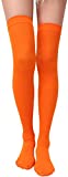 Orange Socks Over Knee Thigh High Opaque Stockings Halloween Party Costume Cosplay Knee-High Socks For Women