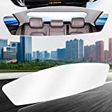 Lsyomne 12.5in Rear View Mirror Largest Universal Rearview Mirror with Transparent Border Strap Tied Panoramic Wide Angle Convex Car Rearview Mirror HD No Blind Spot For Cars SUV Trucks Vans Boat