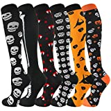 Bropite Compression Socks for Women & Men Circulation-Halloween Compression Socks 20-30 mmhg-Best for Running,Medical,Nurse,Travel. (Large-X-Large, Halloween Multicolored 01)