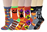 Sumona 6 Pairs Women Colorful Fancy Crazy Design Soft & Stretchy Novelty Crew Socks (Halloween)