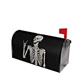 Rock and Roll Skeleton Skull Boho Hippie Mailbox Covers, Magnetic Post Box Cover Wraps Standard Size 21x18 Inches for Garden Yard Decor