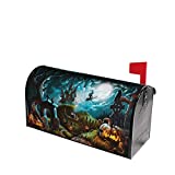 Halloween Witch Castle Moon Pumpkin Mailbox Covers Magnetic Halloween Post Box Cover Wraps Standard Size 21x18 Inches for Garden Yard Decor