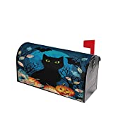 Black Cat Halloween Pumpkin Mailbox Covers, Magnetic Post Box Cover Wraps Standard Size 21x18 Inches for Garden Yard Decor