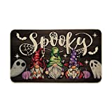 Artoid Mode Spooky Gnomes Pumpkin Ghost Halloween Decorative Doormat, Seasonal Low-Profile Floor Switch Mat for Indoor Outdoor 17x29 Inch