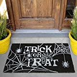 JOYIN Halloween Decoration Front Door mat 30x17, Trick or Treat Black&White Spider Web Non Slip Natural Coir Doormat, Indoor/Outdoor Decorative Doorway Rugs for Halloween Decor Party Favor