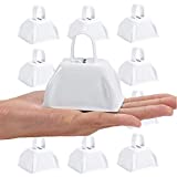 Metal Cowbell Noisemaker Cheering Bell, New Years, School Classroom, Wedding Bells & Chimes Percussion Musical Instruments Call Bell Alarm, 3" (Pack of 12) (White)