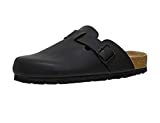 CUSHIONAIRE Women's Hana Cork Footbed Clog with +Comfort, Black Nappa 6.5