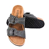 Seranoma Slide Sandals for Women - Comfortable Slip On Cork Footbed Sandals with Adjustable Buckles - Ladies Slip-Resistant Platform Summer Flat Sandals for Beach, Home, Indoor and Outdoor Use