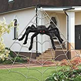 Halloween Decorations Outdoor 200''Triangular Spider Web+59''Giant Fake Spiders,Halloween Decor Indoor Clearance for Home Outside Yard Costumes Party Haunted House Garden Lawn Haunted House Decoration