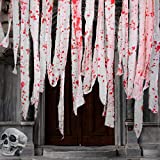 Watayo 82 ft Halloween Creepy Blood Cloth-Scary Creepy Cloth with Bloody Prints-Spooky Fabric Blood Strip Drape for Halloween Doorway Curtain Costume Decor