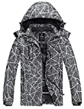 Wantdo Women's Waterproof Snow Jacket Plus Size Winter Coat Gray Flora 2XL