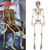 yosager 5 ft Pose-N-Stay Life Size Skeleton with Glowing Eyes, Human Bones Full Body Realistic with Posable Joints, Pose Skeleton Prop for Halloween Decoration