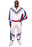 Tipsy Elves Mens Daredevil Costume - Red White and Blue Stunt Performer Halloween Jumpsuit Size Large