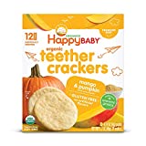 Happy Baby Organics Organic Teether Crackers Gluten Free Mango & Pumpkin With Amaranth, 0.14 Oz, 12 Count (Pack of 6)