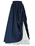 Scarlet Darkness Women's Renaissance Skirt High Waisted Double Layer Flowy Long Maxi Skirt Navy S