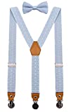 CEAJOO Baby Boys' Suspenders and Bow Tie Set Adjustable with Round Metal Clips 24" Blue White Polka Dot
