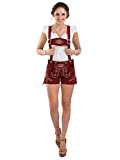 Women's Original Lederhosen - German Oktoberfest Costumes - Bavarian Hotpants Red Bergrose (6)