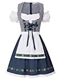 Womens Oktoberfest Costume Fraulein Beer German Bavarian High Waist Dress Navy Blue 2XL