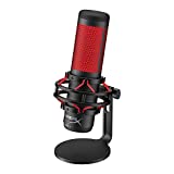 HyperX QuadCast - USB Condenser Gaming Microphone, for PC, PS4, PS5 and Mac, Anti-Vibration Shock Mount, Four Polar Patterns, Pop Filter, Gain Control, Podcasts, Twitch, YouTube, Discord, Red LED