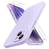 Miracase Designed for iPhone 14 Case with Screen Protector,[Upgraded Enhanced Camera Protection],Shockproof Liquid Silicone Case with Microfiber Lining, 6.1 inch,Aqua Purple