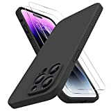 Miracase Designed for iPhone 14 Pro Case with Screen Protector, [Upgraded Camera Protection], Shockproof Liquid Silicone Rubber Phone Case Cover for 14 Pro 6.1 inch (Black)