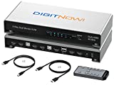 DIGITNOW Dual Monitor KVM Switch, 2 Port HDMI KVM UHD 4K@60Hz, Extended Display KVM Switch 2 Computers 2 Monitors with 3 USB Ports, L/R Audio,Remote & Hotkey & Button Switching PC, Support EDID