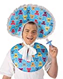 Forum Novelties Men's Big Baby Boy Deluxe Costume Accessory Bib and Bonnet Set, Blue, One size