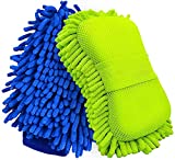 Botocar Car Wash Mitt & Sponge 2Pack, Chenille Microfiber Wash Mitt Auto Detailing-Car Sponges for Washing-Car Wash Mitt Scratch Free-Car Washing Sponge Non-Scratch for Cars, Trucks, SUVs, Motorcycles