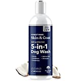 Honest Paws Dog Shampoo and Conditioner - 5-in-1 for Allergies and Dry, Itchy, Moisturizing for Sensitive Skin - Sulfate Free, Plant Based, All Natural, with Aloe and Oatmeal -16 Fl Oz