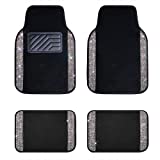 CAR PASS Shining Rhinestones Carpet, Bling Crystal Diamond Sparkly Glitter Car Floor Mats with Anti-Slip PVC Heel Pad Automotive Universal for SUV,Sedan,Car,Van,4pcs for Girl Women (Black Silver)