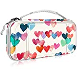 Fintie Carrying Case for Nintendo Switch OLED Model 2021/Switch 2017, [Shockproof] Hard Shell Protective Cover Travel Bag w/10 Game Card Slots for Switch Console Joy-Con & Accessories, Raining Hearts