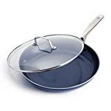 Blue Diamond Cookware Diamond Infused Ceramic Nonstick 12" Frying Pan Skillet with Lid, PFAS-Free, Dishwasher Safe, Oven Safe, Blue