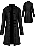 Mens Vintage Tailcoat Jacket Goth Long Steampunk Formal Gothic Victorian Frock Coat Costume for Halloween (Black, 3XL)