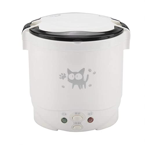 Portable Rice Cooker, Electric Cooler, 12V 100W 1L Portable Electric Multifunctional Rice Cooker Food Steamer Meal Heater Food Warmer for Cars Truck 15.715.715.5cm(White)