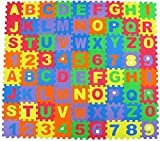 Alphabet Letters and Numbers Foam Puzzle Square Floor Mat, 6x6-Inches, 72-Pieces