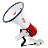 Pyle Megaphone 50-Watt Siren Bullhorn - Bullhorn Speaker w/ Detachable Microphone, Portable Lightweight Strap & Rechargeable Battery - Professional Outdoor Voice for Police & Cheerleading - PMP57LIA