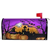 Wamika Happy Halloween Pumpkin Gost Trick or Treat Mailbox Covers Standard Size Ghost Owl Bat Castle Boo Purple Magnetic Mail Wraps Cover Letter Post Box 21" Lx 18" W